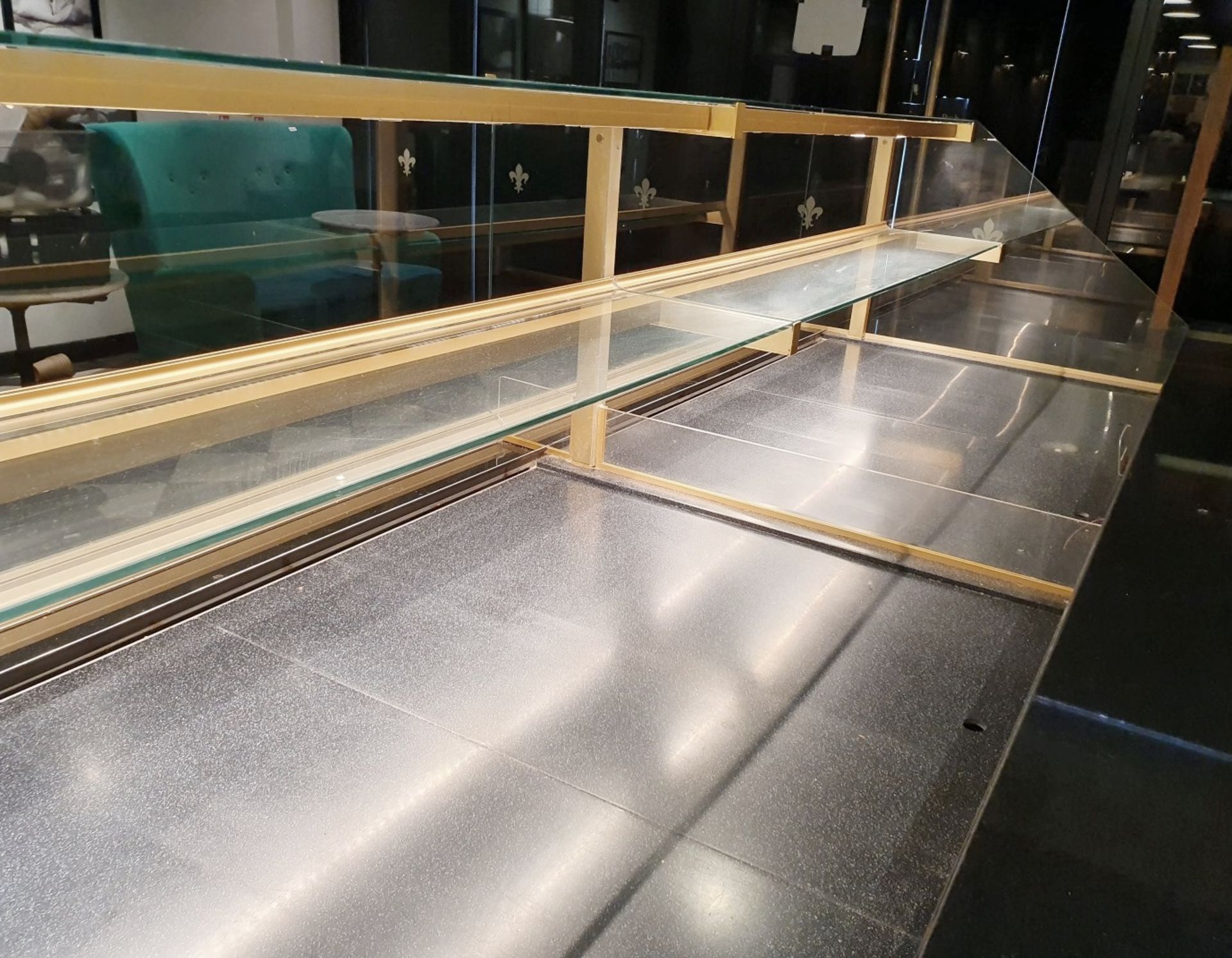 1 x Patisserie Refrigerated Display Service Counter in Oak and Gold With Granite Worktops and - Image 10 of 25
