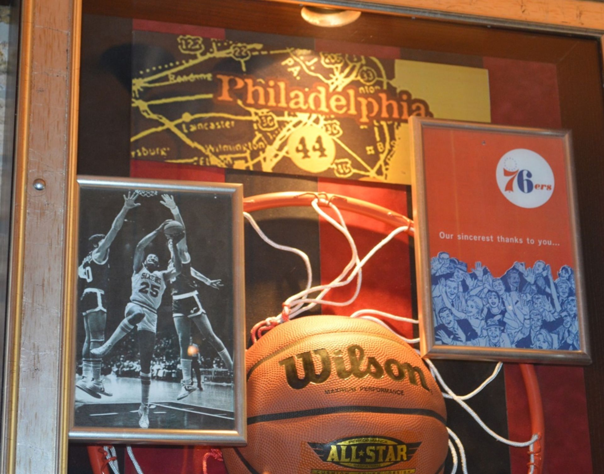 1 x Americana Wall Mounted Illuminated Display Case - PHILADELPHIA 76ERS BASKETBALL - Includes - Image 2 of 6