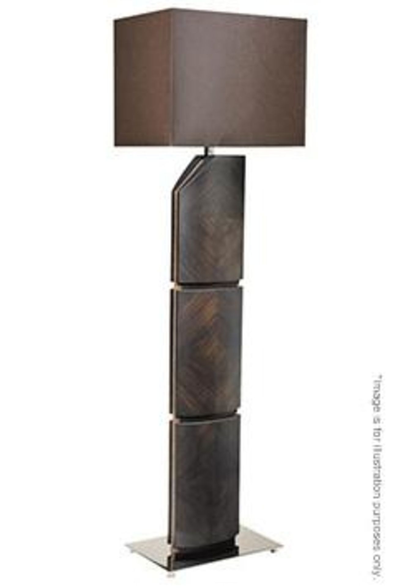 1 x SMANIA 'Wi' Italian Luxury Floor Lamp In Leather With Rectangular Shade - Ref: 6078343 P2/19 - C