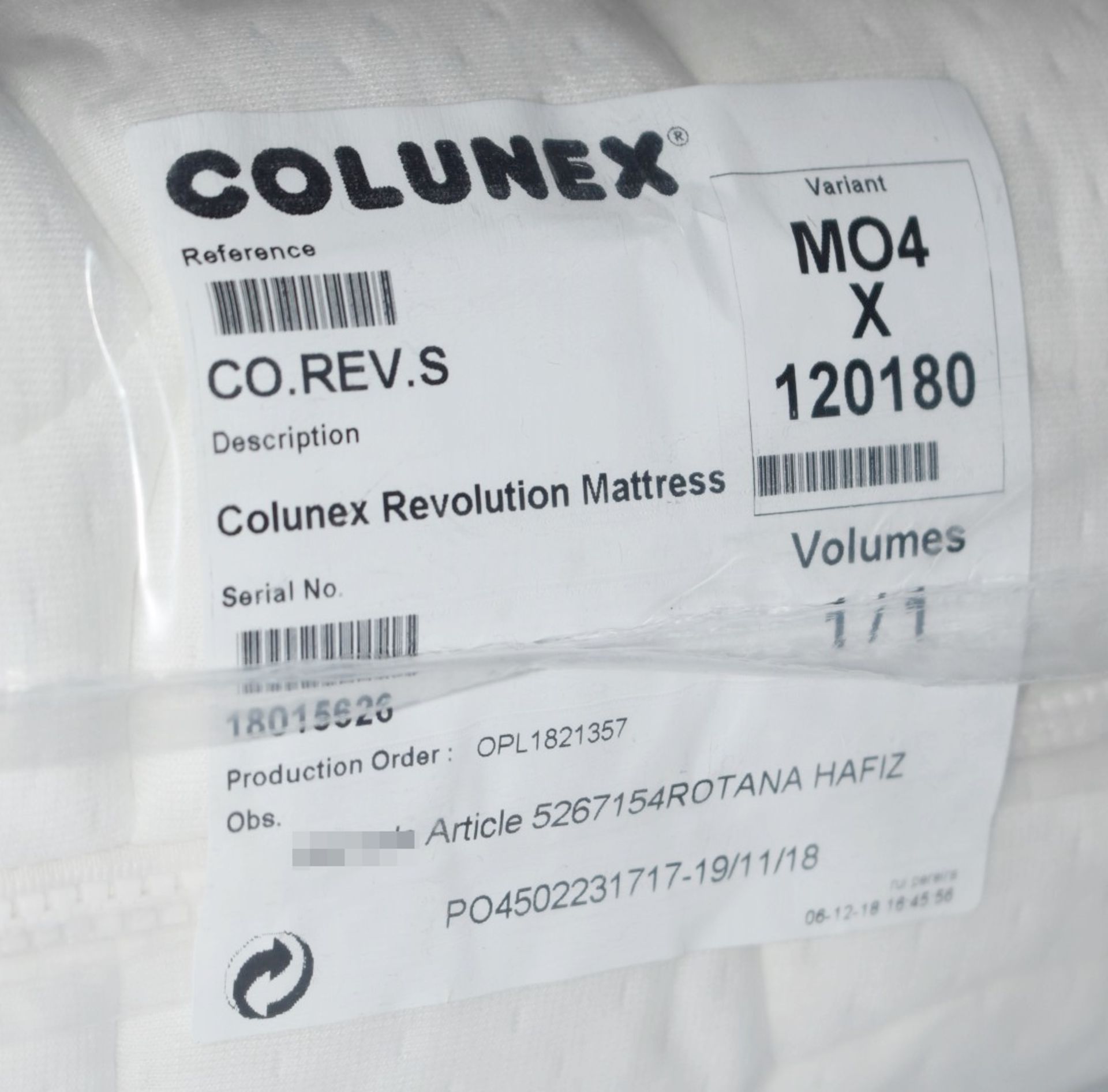 1 x COLUNEX 'Revolution' Soft Mattress - Custom Size: 120 x 180 x 20cm - Original RRP £1,879 - Bild 5 aus 8