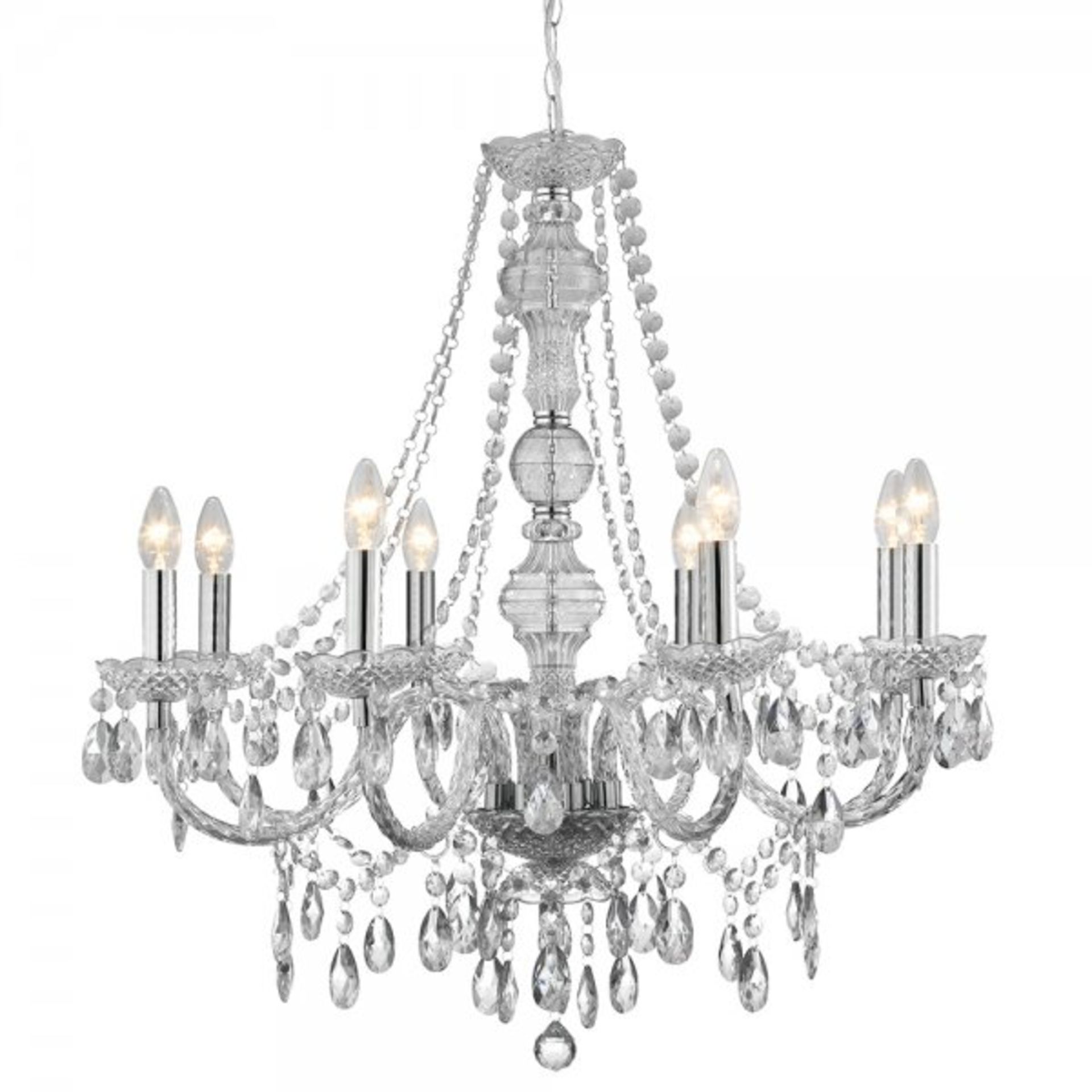 1 x Searchlight Marie Therese Chandelier - Chrome Finish With Clear Trimmings - Product Code 8888- - Image 2 of 2