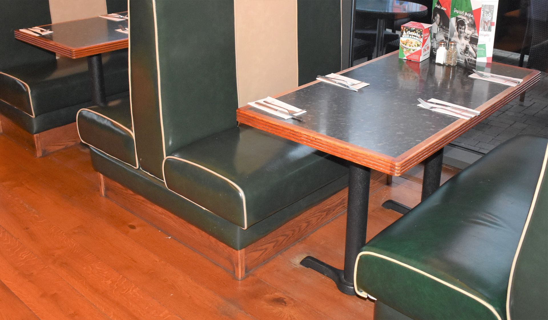 2 x Restaurant Rectangular Dining Tables With Granite Effect Tops and Cast Iron Bases - From - Image 4 of 4