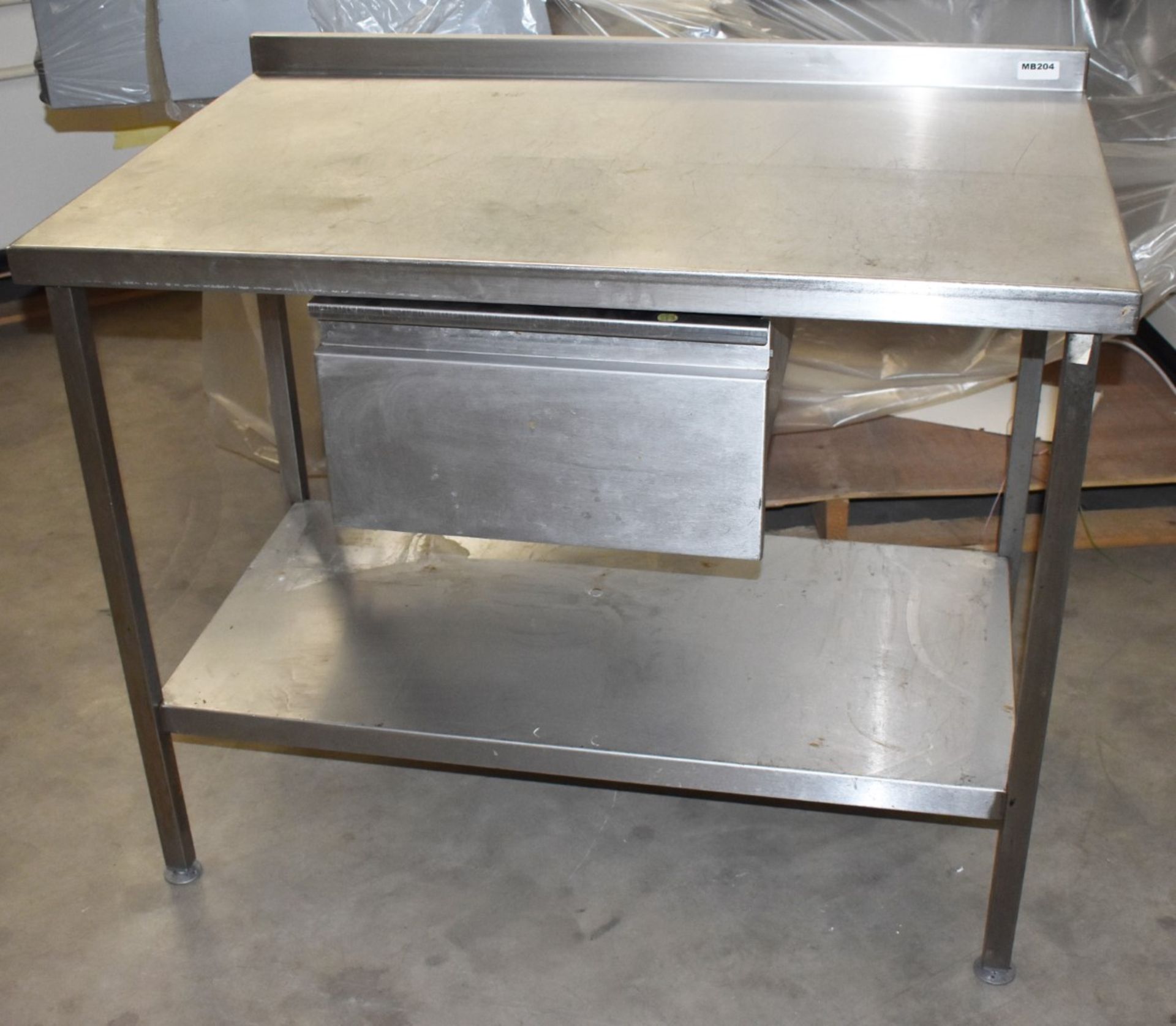 1 x Stainless Steel Prep Bench With Undershelf, Upstand and Central Drawer - Dimensions to - Bild 2 aus 4