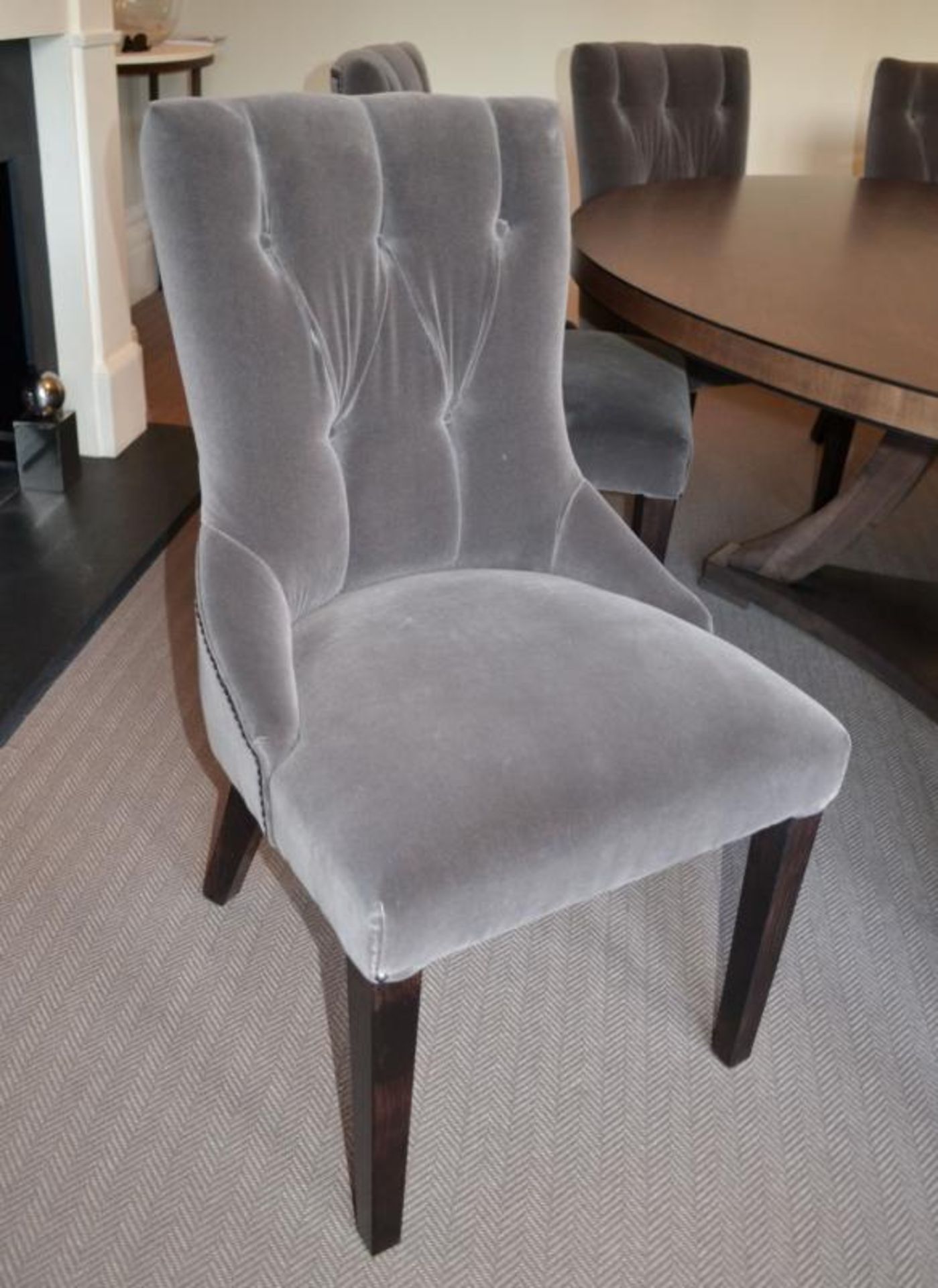 8 x Button-back Dining Chairs - Richly Upholstered In A Grey Velvet Fabric - NO VAT - Image 2 of 7