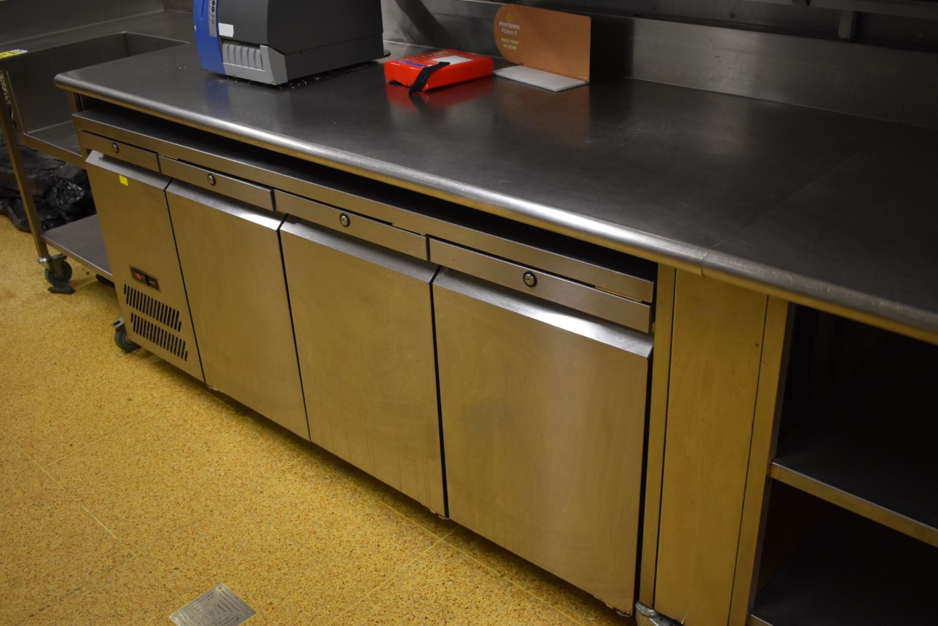 1 x Commercial Kitchen Prep Bench on Castors - Large 13ft Size - Features Upstand Splashback and - Image 2 of 12