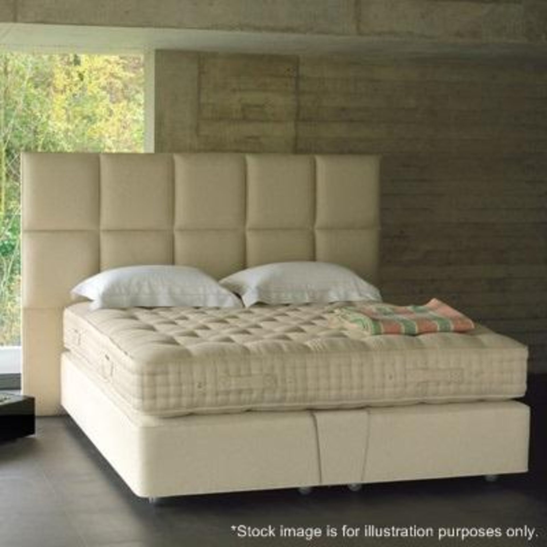 1 x VISPRING Atlas 6-Panel Faux Suede Headboard - Dimensions: W150 x H146 x D10cm - Price £1,050