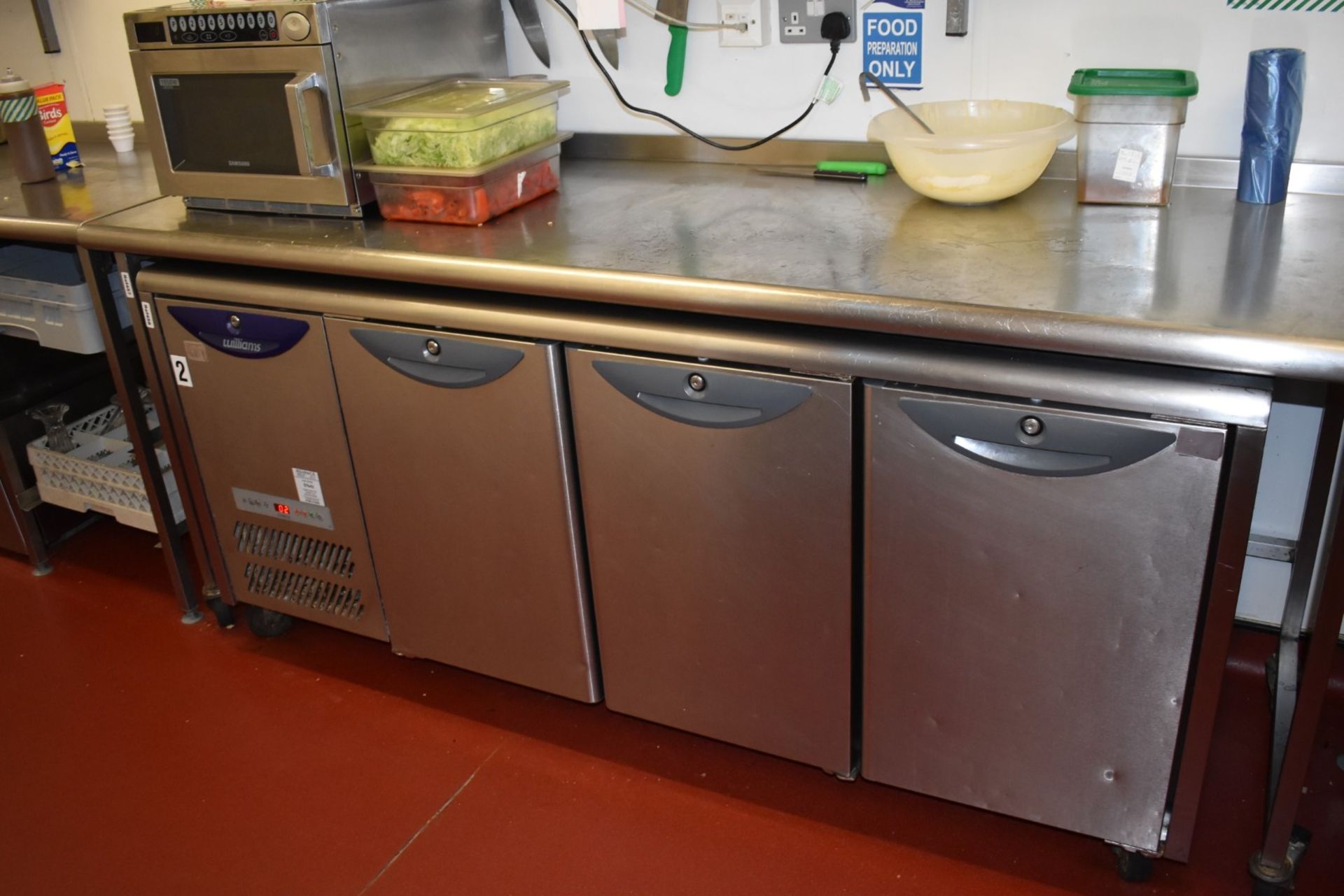 1 x Williams Three Door Counter Refrigerated 3 Door Prep Bench - Model HO3U - Stainless Steel Finish - Image 6 of 6