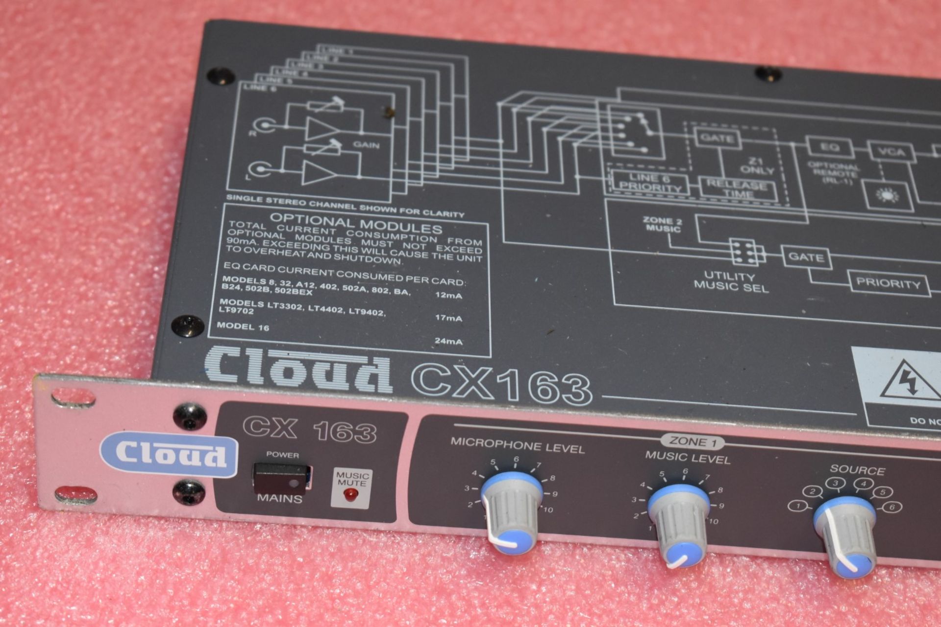 1 x Cloud CX163 Two Zone Audio Mixer - Rackmount UNIT - CL409 - Ref LD462 - Location: Altrincham - Image 3 of 5