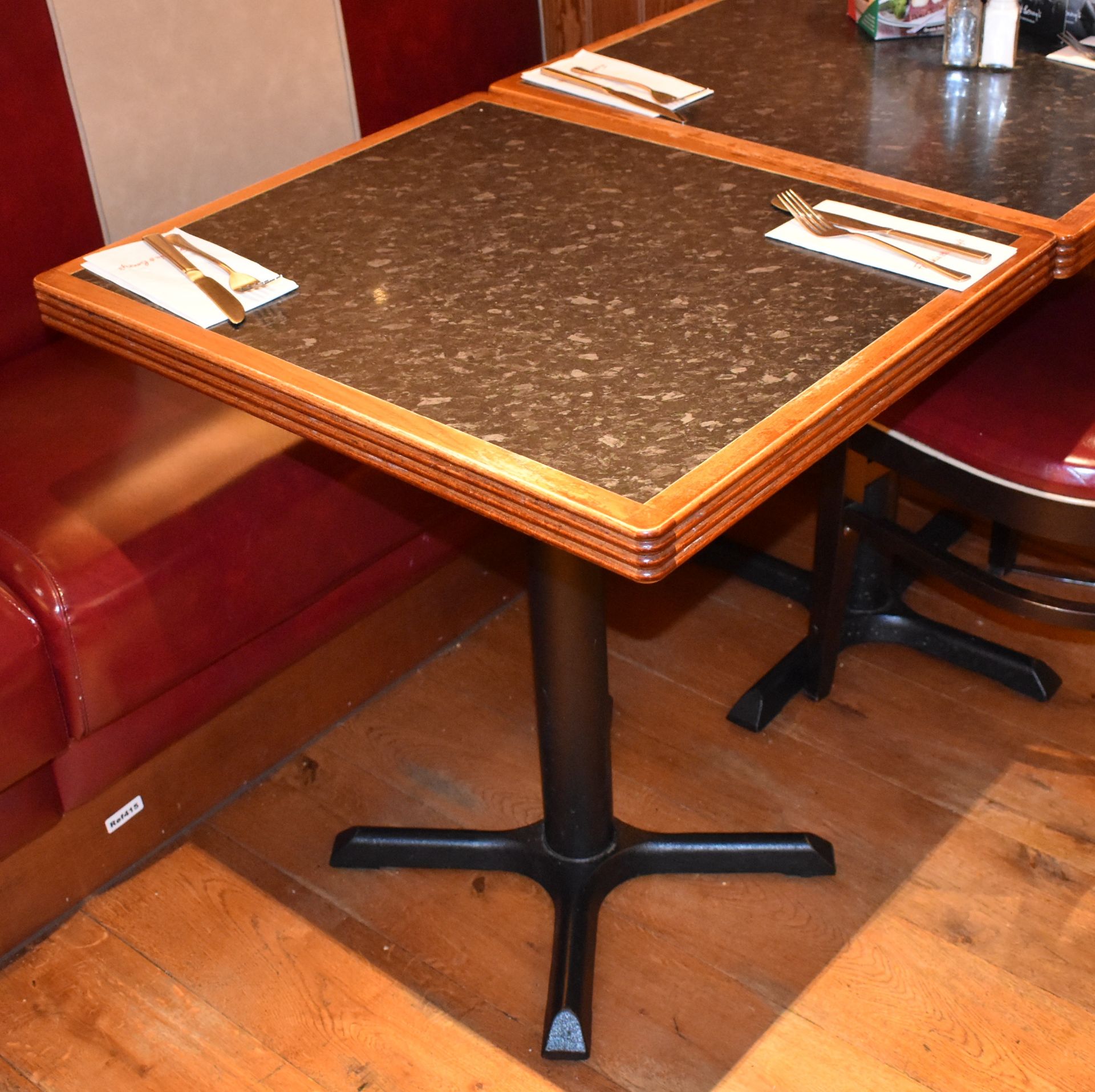 4 x Restaurant Bistro Tables With Granite Effect Tops and Cast Iron Bases - From American Italian - Image 6 of 7