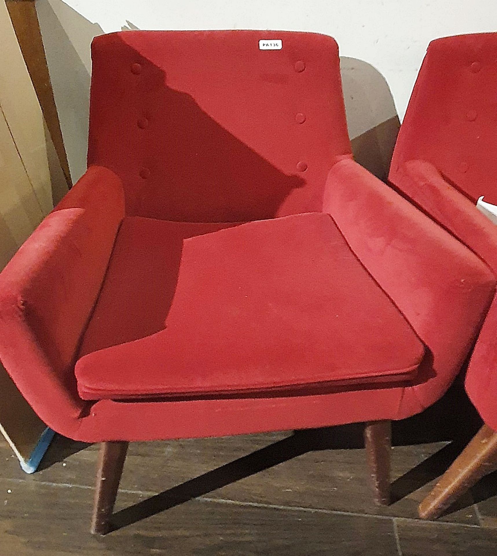 5 x Retro Style Armchairs in Red Fabric - H80/45 x W68 x D70 cms - Ref PA136 - CL463 - Location: - Bild 2 aus 3