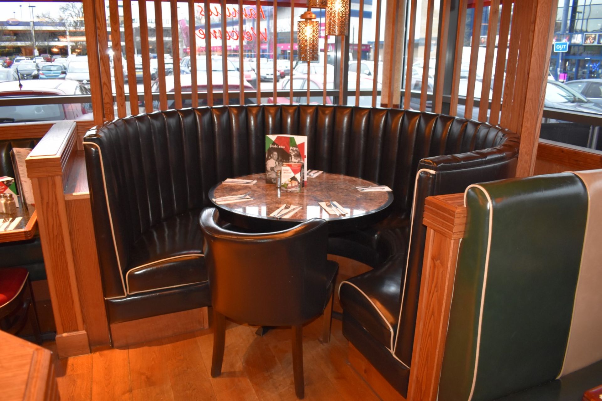 1 x High Back Seating Booth Upholstered in Black Faux Leather With Ribbed Back - Features Bespoke - Image 6 of 14