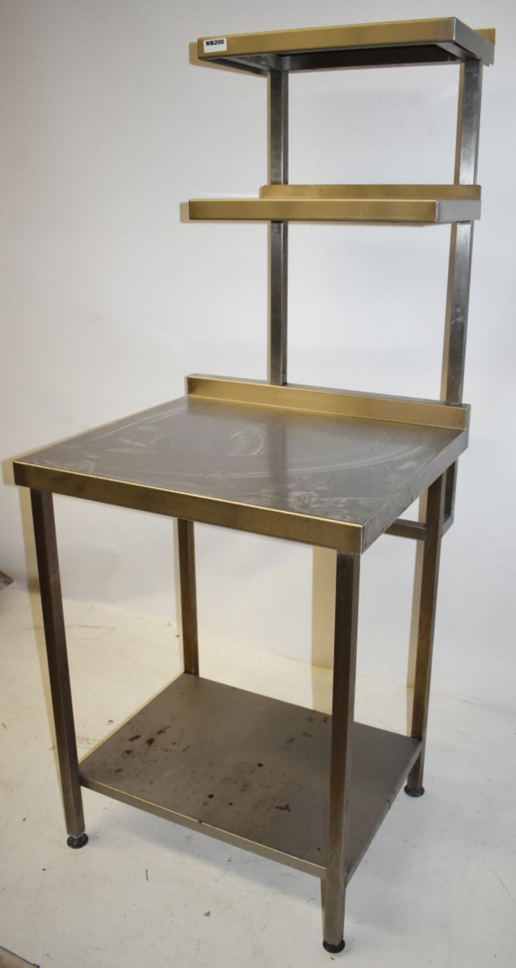 1 Stainless Steel Prep Bench With Undershelf and Overhead Shelves - H92/169 x W71 x D65 cms - - Image 3 of 4