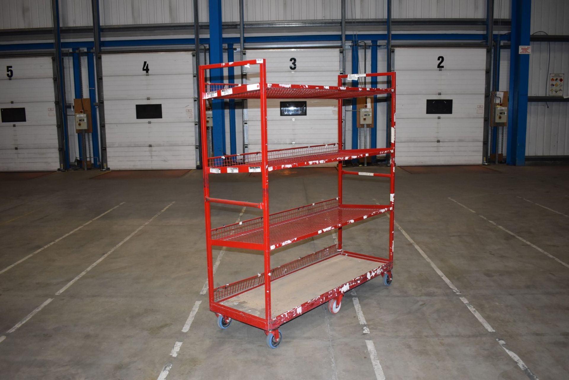 5 x Four Tier Metal Shelf Units on Castors - Ideal For Warehouses or Offices etc - H180 x W160 x D55 - Image 3 of 4