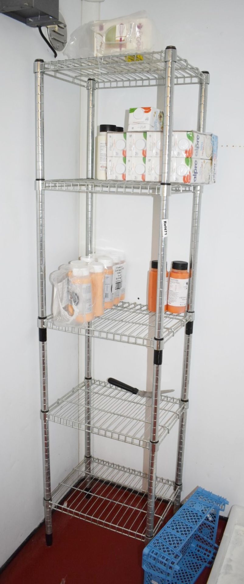 1 x Chrome Commercial Kitchen Storage Shelf - H180 x W45 x D35 cms - Ref471 - CL470 - Location: