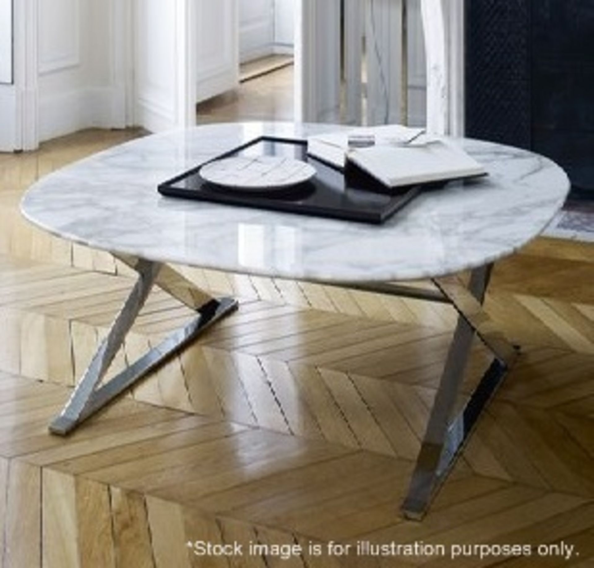1 x B&B ITALIA 'Pathos' 110cm Designer Square Calacatta White Marble Table Top - Original RRP £5,169