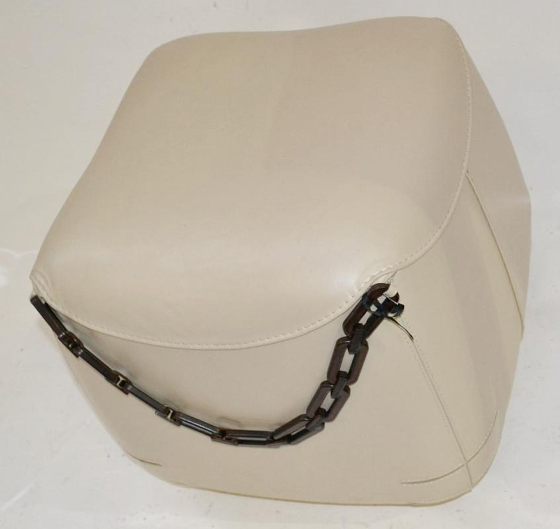 1 x Fendi 'Cat' Cream Leather Upholstered Pouffe / Ottoman - Ref: 5140500/B - Original RRP £1,779 - Image 4 of 6