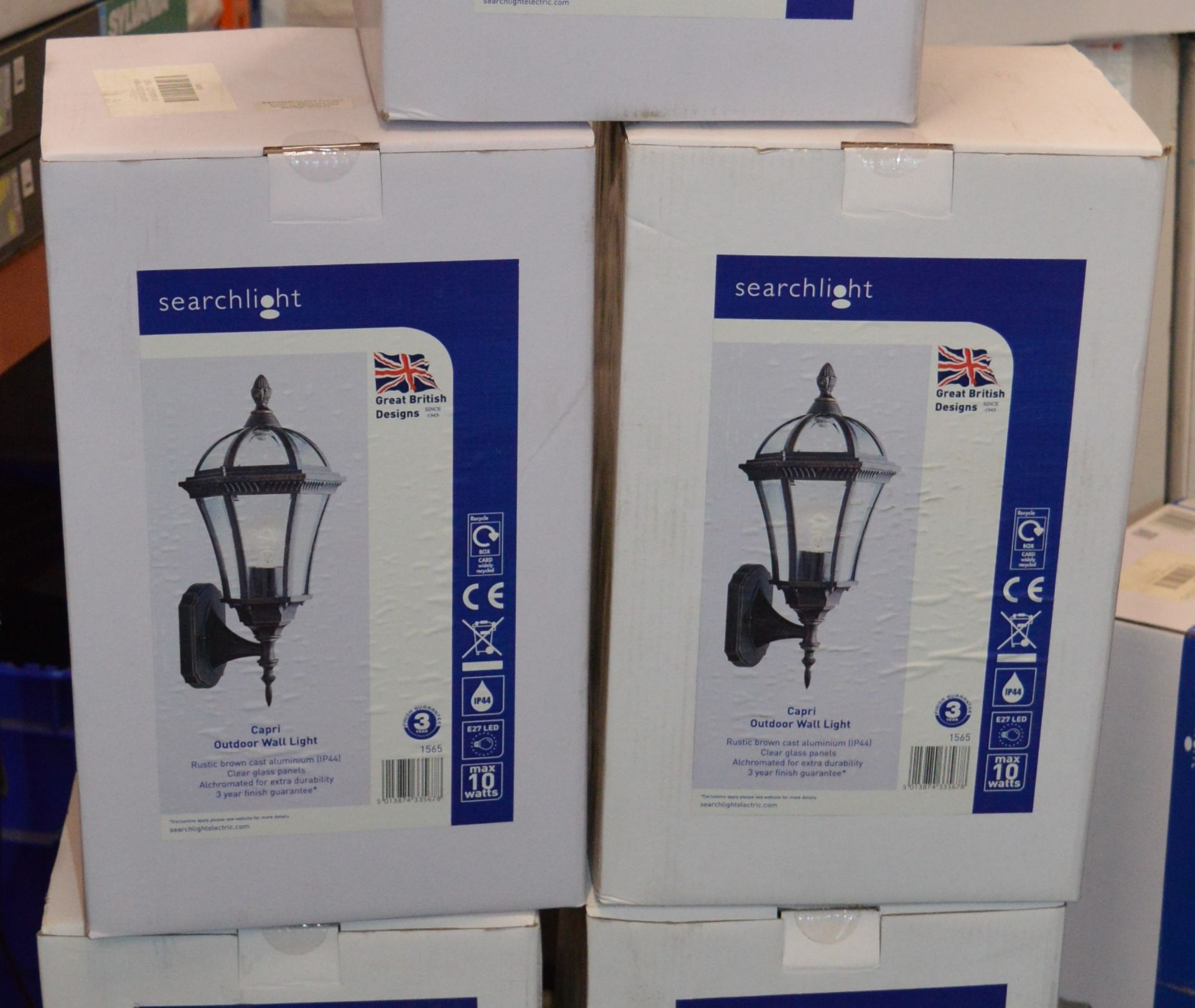 2 x Searchlight Capri Outdoor Wall Lights - Rustic Brown Cast Aluminium IP44 Product Code 1565 - New - Image 2 of 3