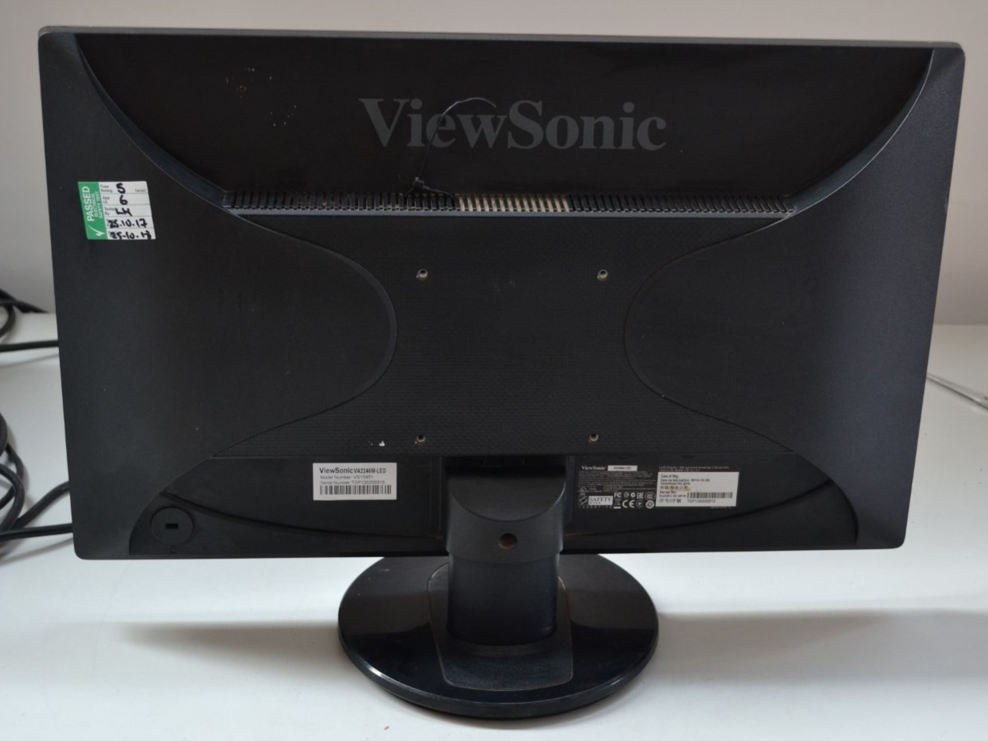 2 x View Sonic VA2246MLED 22" Widescreen PC Monitors - Ref J2255 - CL371 - Location: Altrincham WA14 - Image 3 of 4