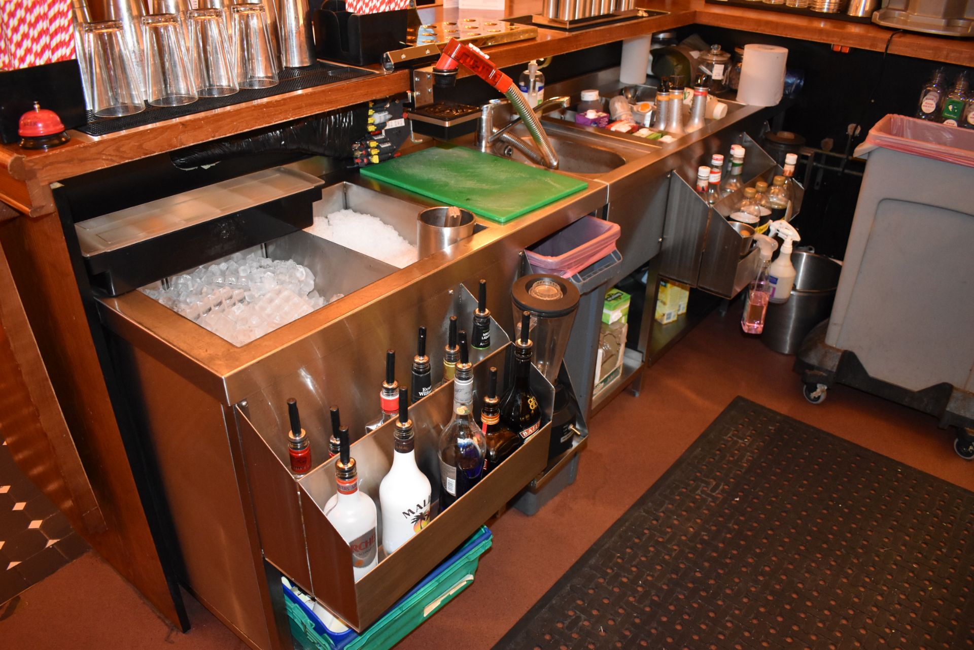 2 x Stainless Steel Backbar Drink Preparation Units With 2 x Ice Wells, 1 x Basin With Mixer Tap, - Image 2 of 10