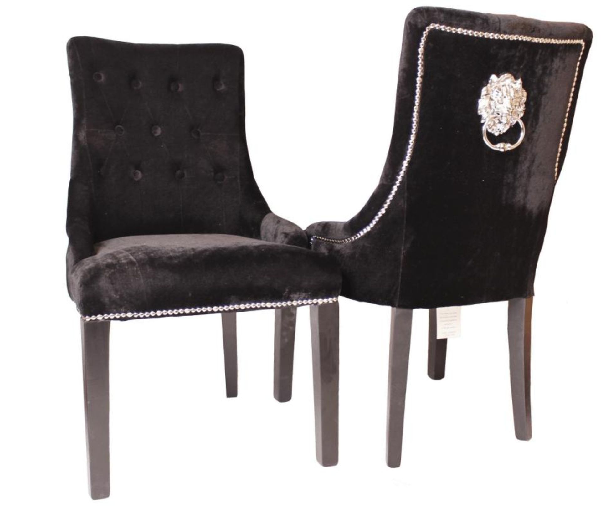 6 x HOUSE OF SPARKLES Luxury Vintage-style 'LION' Button-Back Dining Chairs In Light Grey Velvet