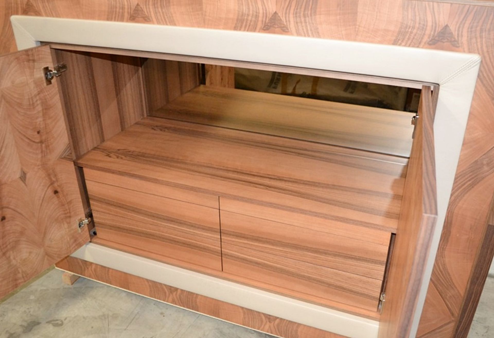 1 x SMANIA 'Efeso' Luxury Bar Unit In Burr Walnut With Leather Upholstery In 'Florida Beige' - Image 12 of 19