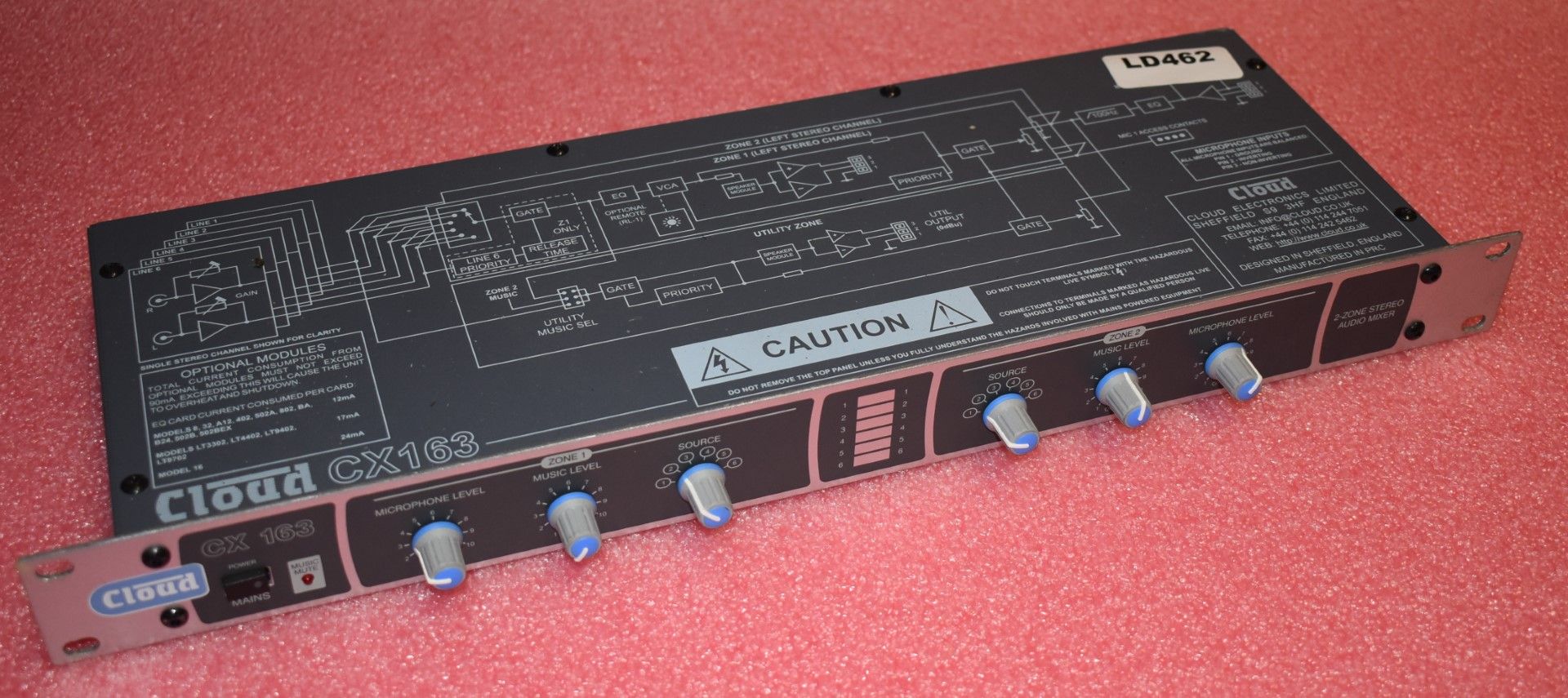 1 x Cloud CX163 Two Zone Audio Mixer - Rackmount UNIT - CL409 - Ref LD462 - Location: Altrincham