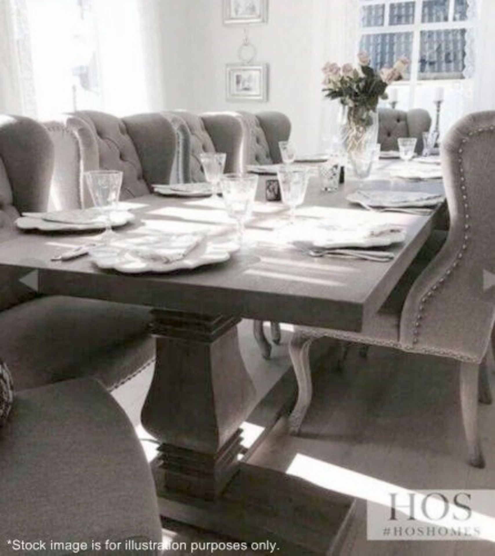 1 x HOUSE OF SPARKLES 'Sussex' Large Wooden Dining Table In A Limewash Oak Finish - Brand New Stock - Image 6 of 11