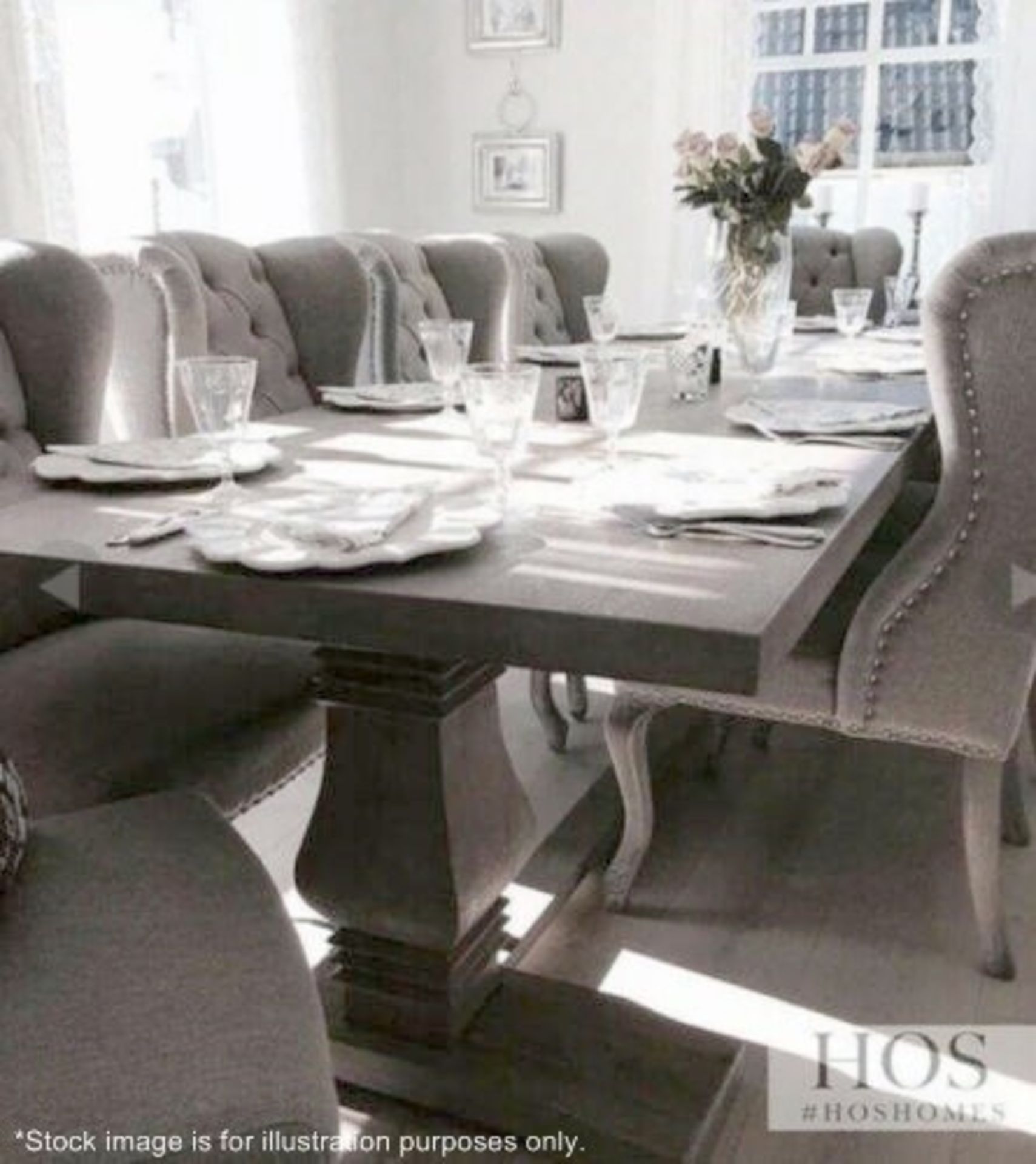 1 x HOUSE OF SPARKLES 'Sussex' Large Wooden Dining Table In A Limewash Oak Finish - Brand New Stock - Image 11 of 11