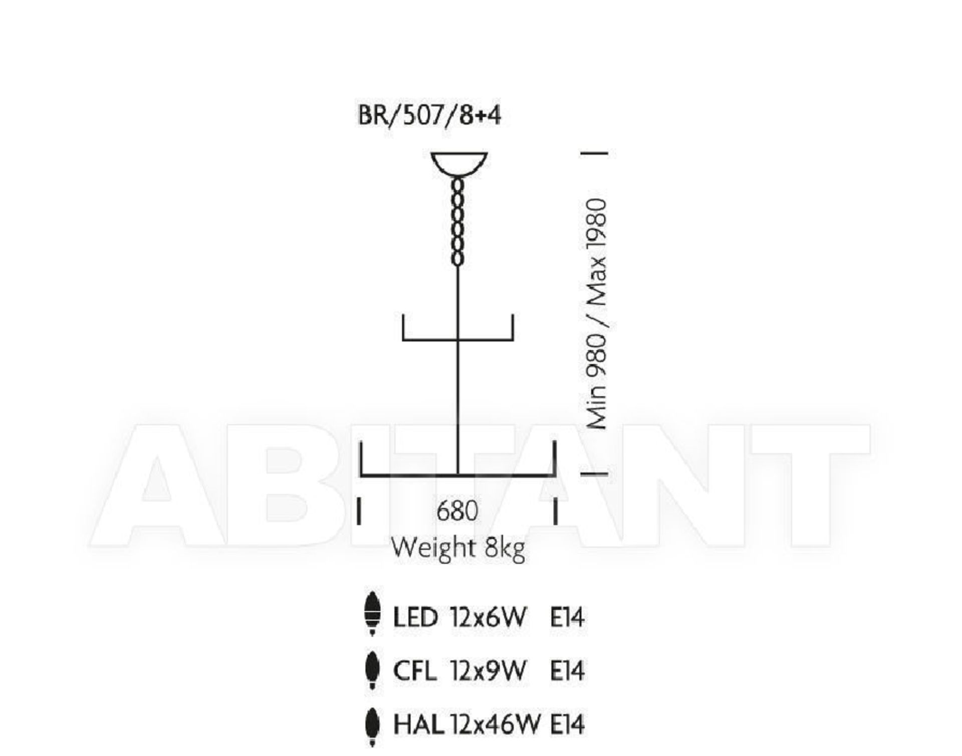 1 x Chelsom 2-Tier Сhandelier BR/507/8+4 - New & Boxed - CL001 - REF289/A31 - Location: Altrincham - Image 2 of 3