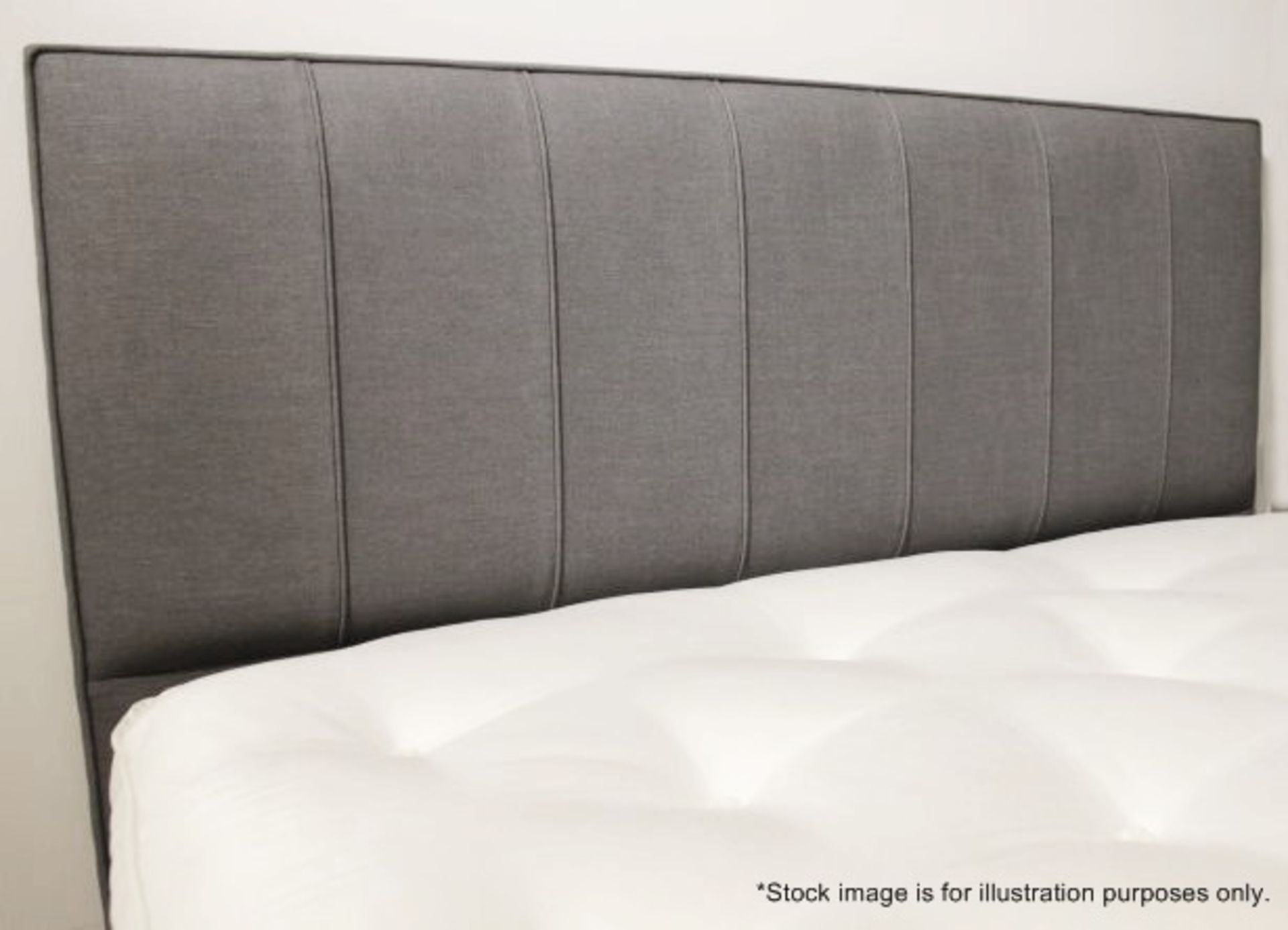 1 x VISPRING 'Hera' Luxury Handcrafted Double Headboard In A Grey Faux Suede - British Made