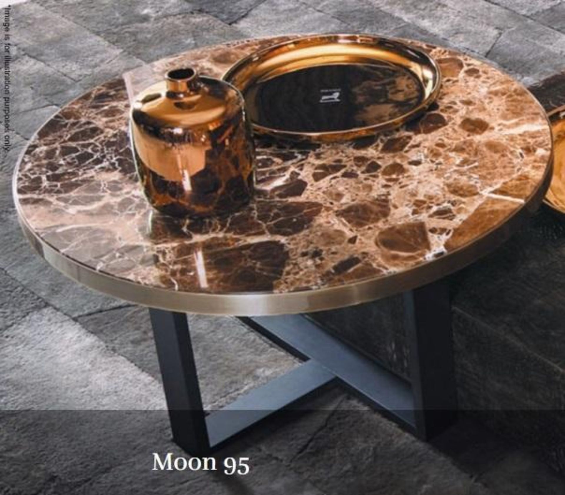 1 x SMANIA 'Moon 95' Marble Topped Low Round Table *Read Condition Report*