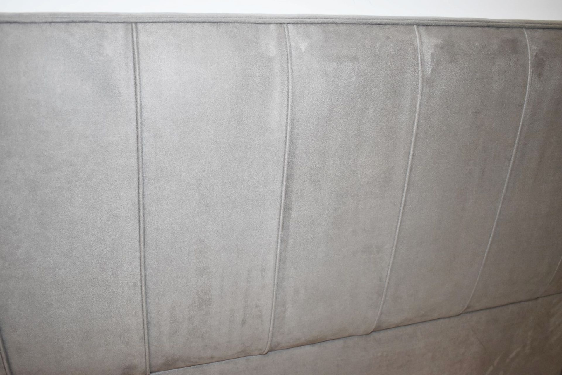 1 x VISPRING 'Hera' Luxury Handcrafted Double Headboard In A Grey Faux Suede - British Made - Image 6 of 6