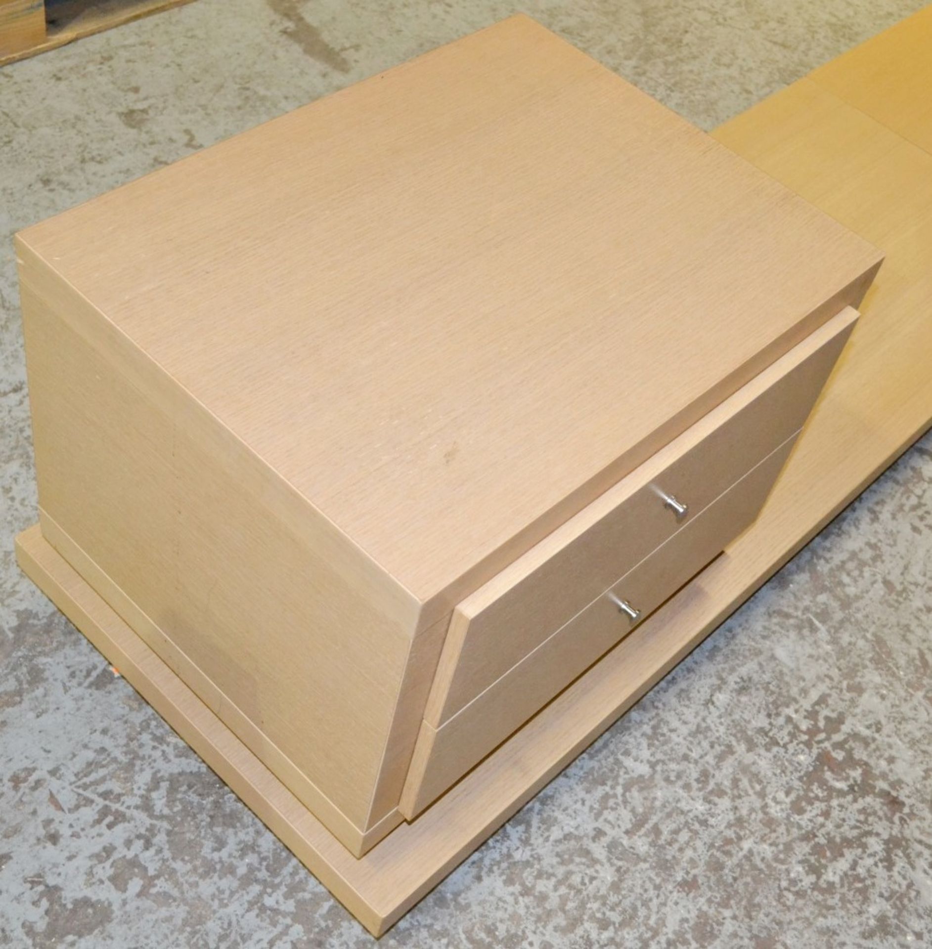 2 x Bedside Cabinets On Underbed Plinth With A Classic Oak Finish - 3 Metres Wide  - Used In Good - Image 5 of 8