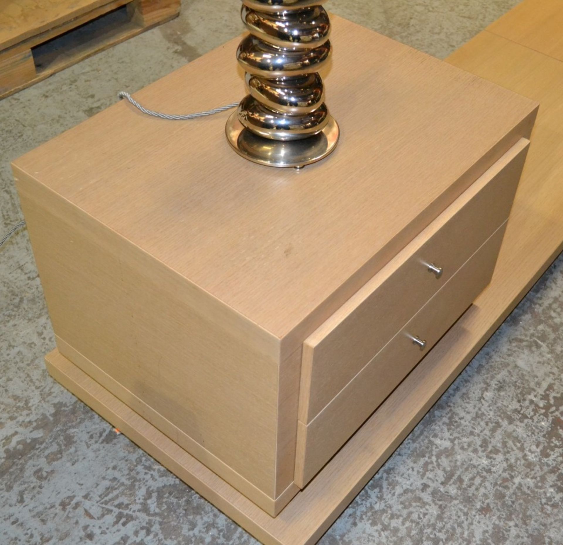 2 x Bedside Cabinets On Underbed Plinth With A Classic Oak Finish - 3 Metres Wide  - Used In Good - Image 2 of 8