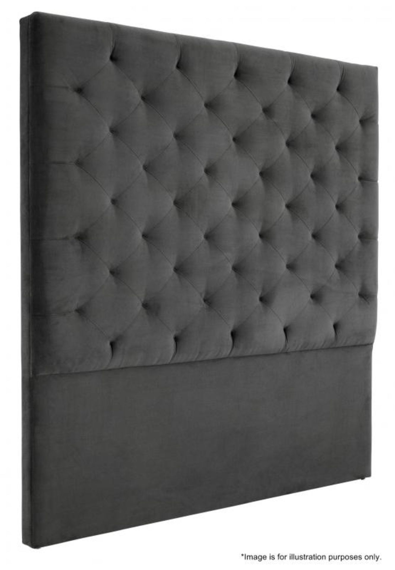 1 x Eichholtz 'Cesare ' Chesterfield-Inspired Upholstered Headboard In A Granite Grey Velvet - Dime