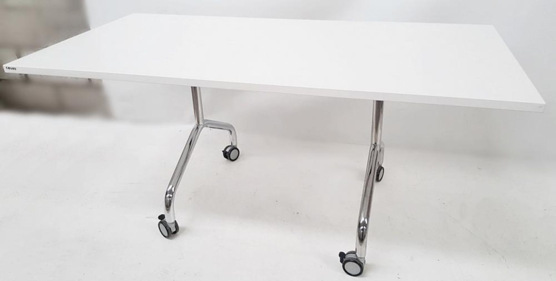 1 x Large Premium Office Table With Folding Top - Colour: Brilliant White With Chrome Legs - Dimensi