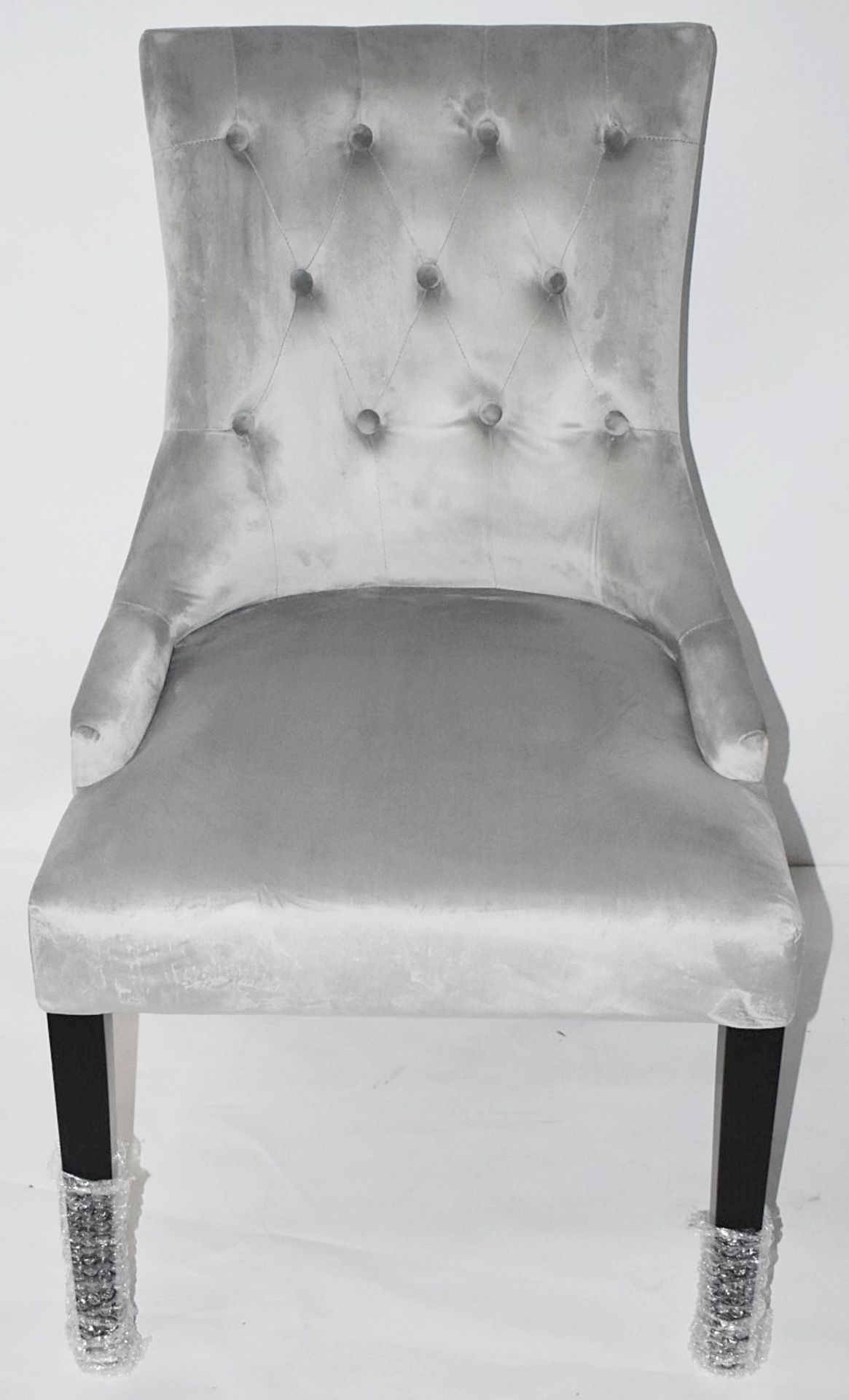 6 x HOUSE OF SPARKLES Luxury Vintage-style Button-Back LION Dining Chairs In A Light Grey Velvet - Image 8 of 9