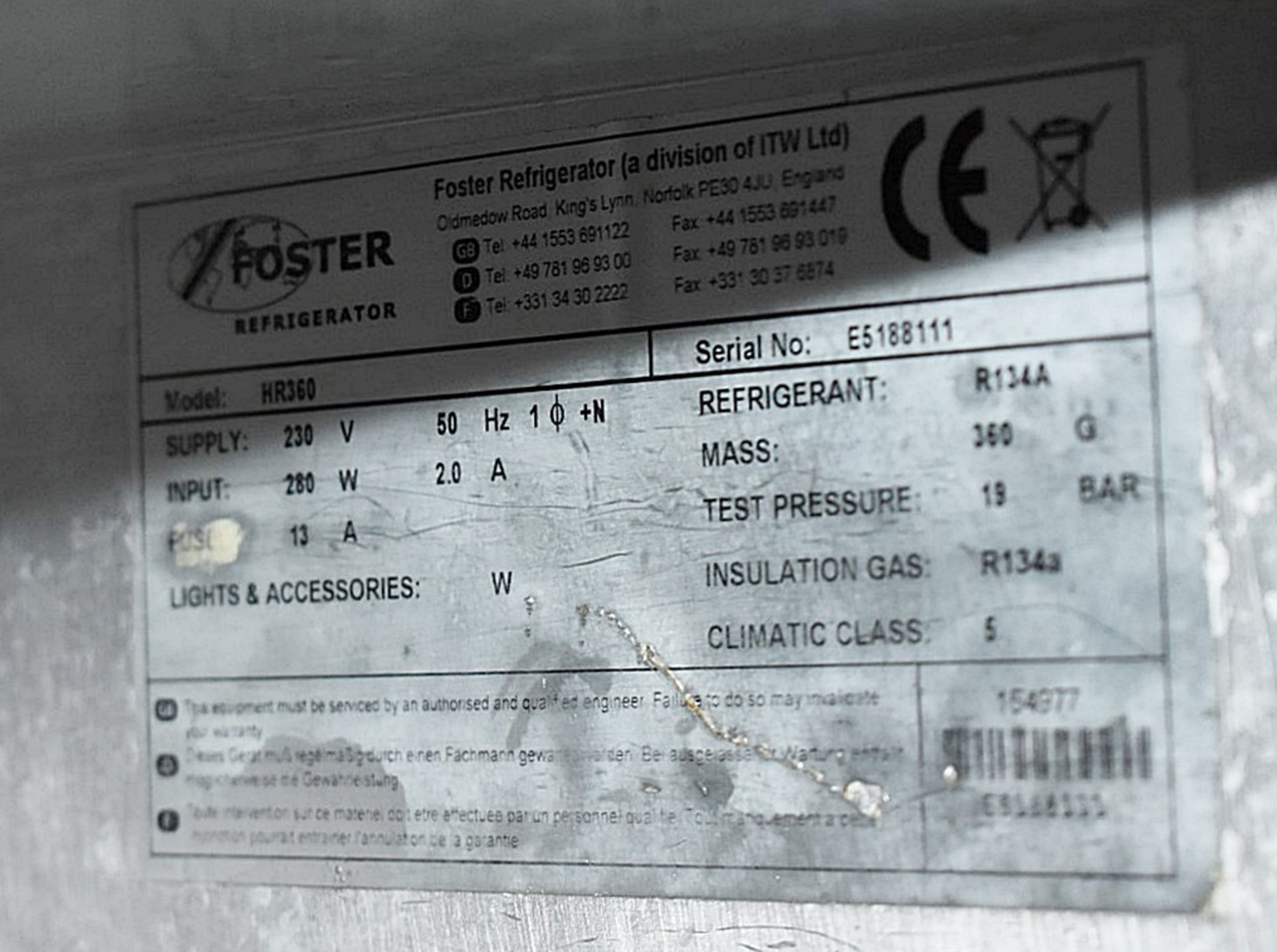 1 x FOSTER Stainless Steel HR360 Double Door 360-Litre Undercounter Fridge - Ref: CB138 KITCH - Image 2 of 4