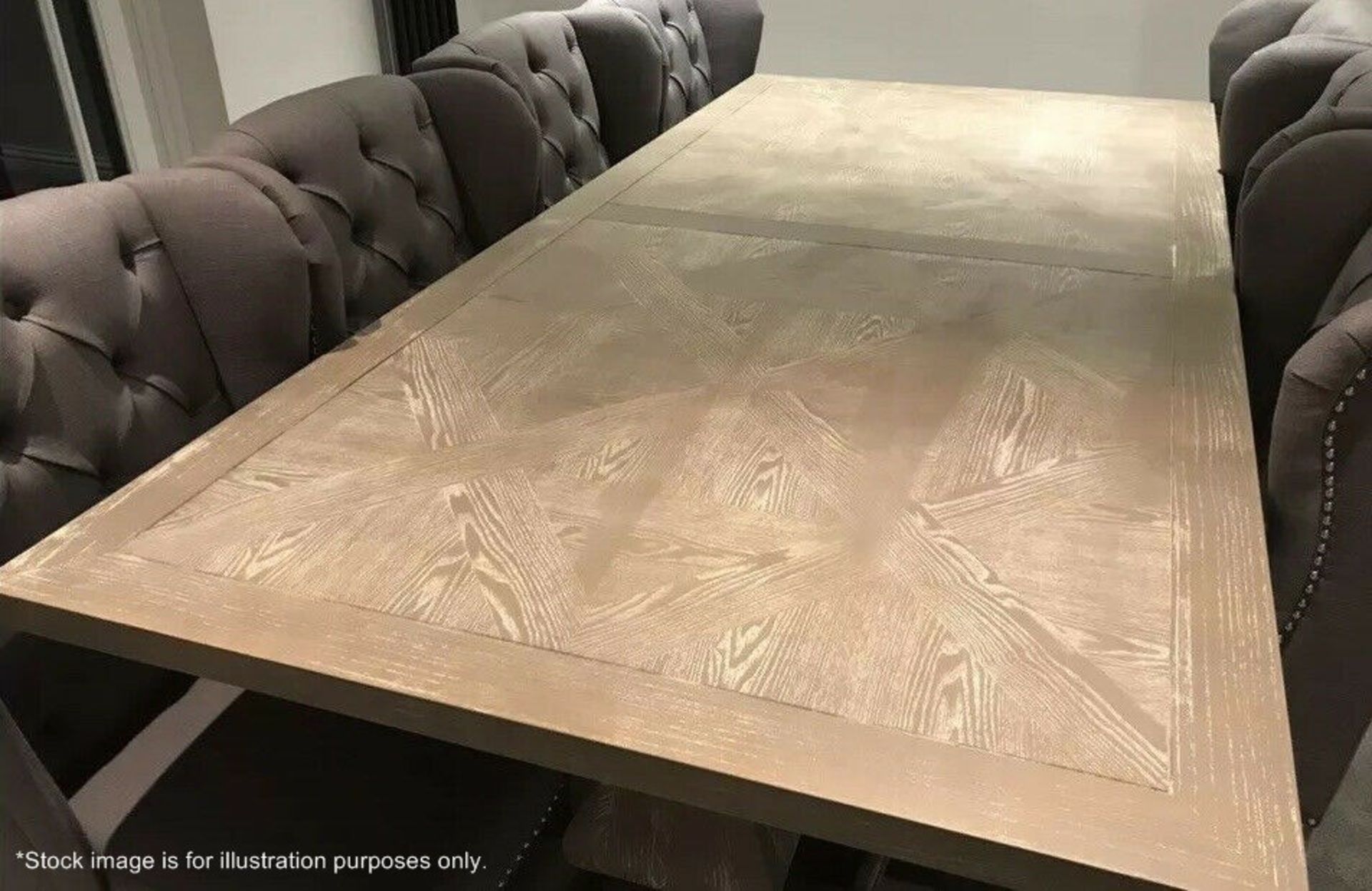 1 x HOUSE OF SPARKLES 'Sussex' Large Wooden Dining Table In A Limewash Oak Finish - Brand New Stock - Image 9 of 11