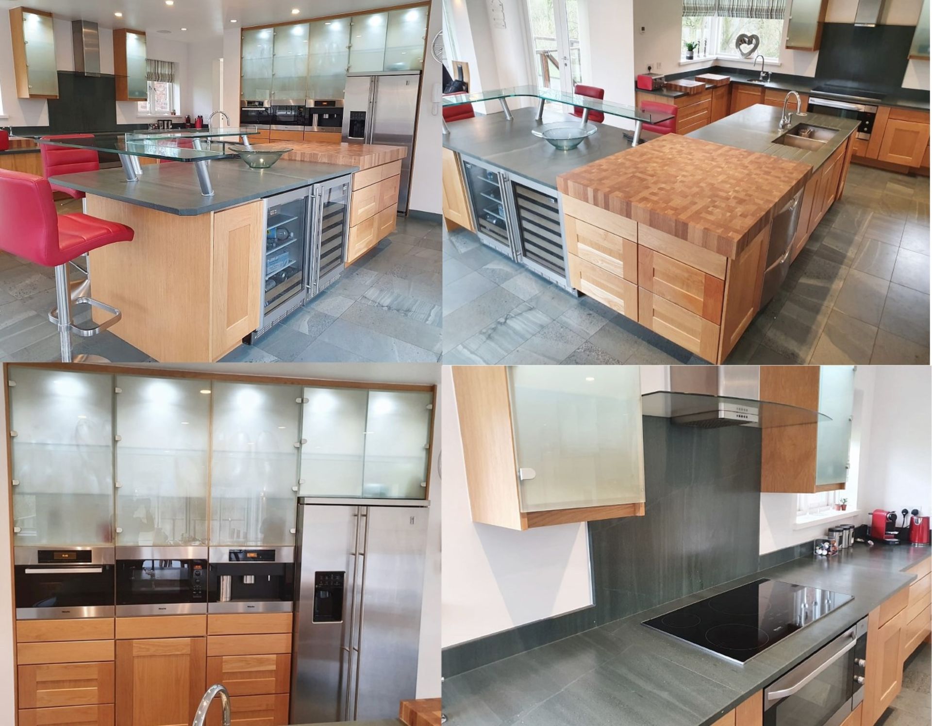 1 x Solid Oak Fitted Kitchen With Intergrated Miele Appliancess - CL487 - Location: Wigan *NO VAT*
