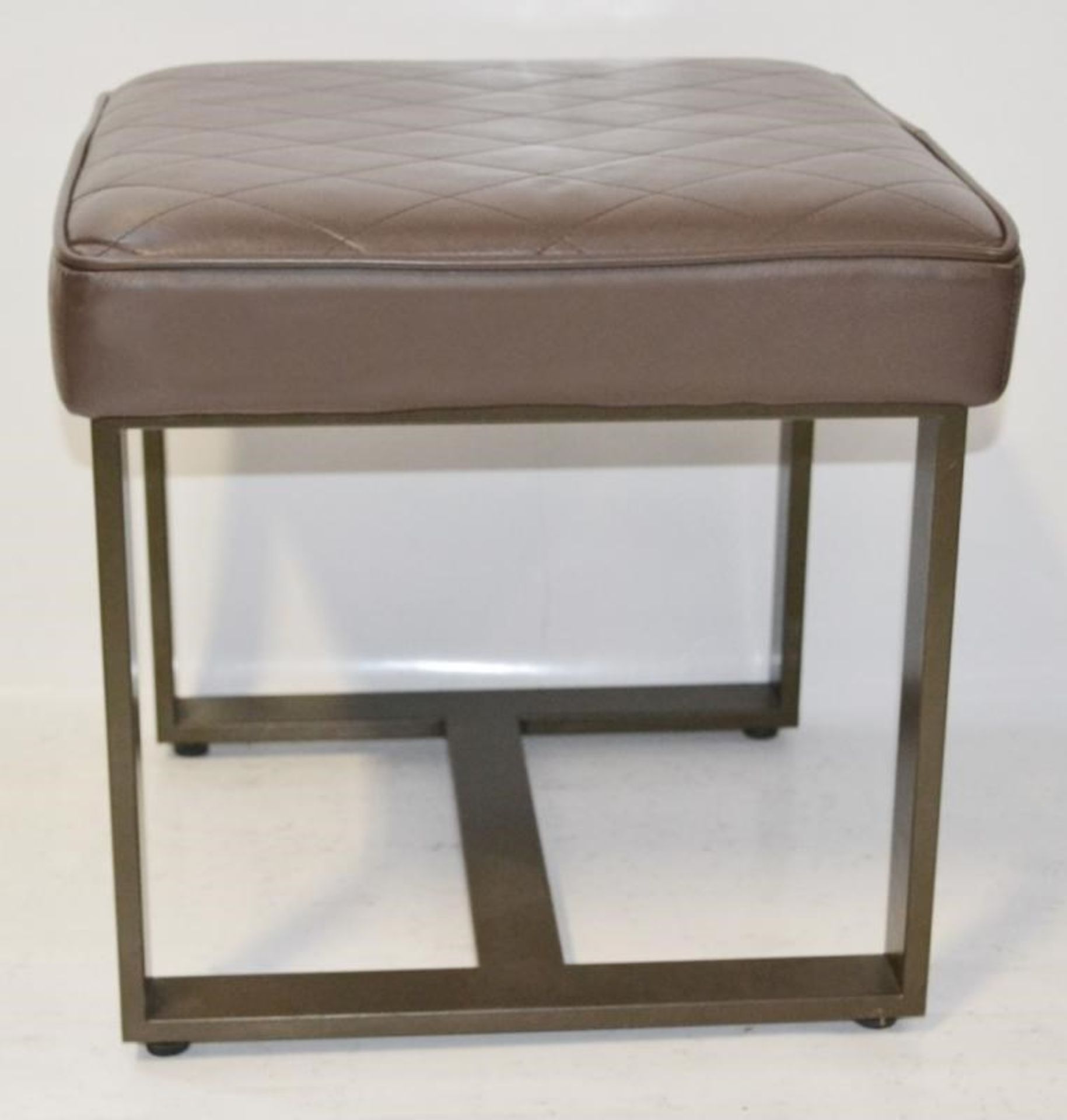 2 x Contemporary Seat Stools With Brown Faux Leather Cushioned Seat Pads - Image 3 of 5
