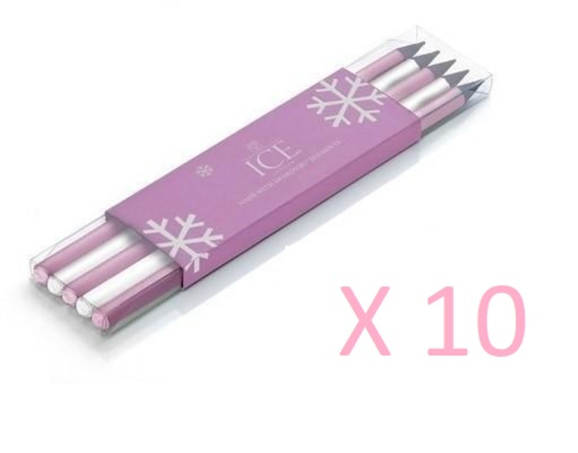 10 x ICE London Christmas Pencil Sets - Colour: PINK - Made With SWAROVSKI® ELEMENTS - Each Set Cont