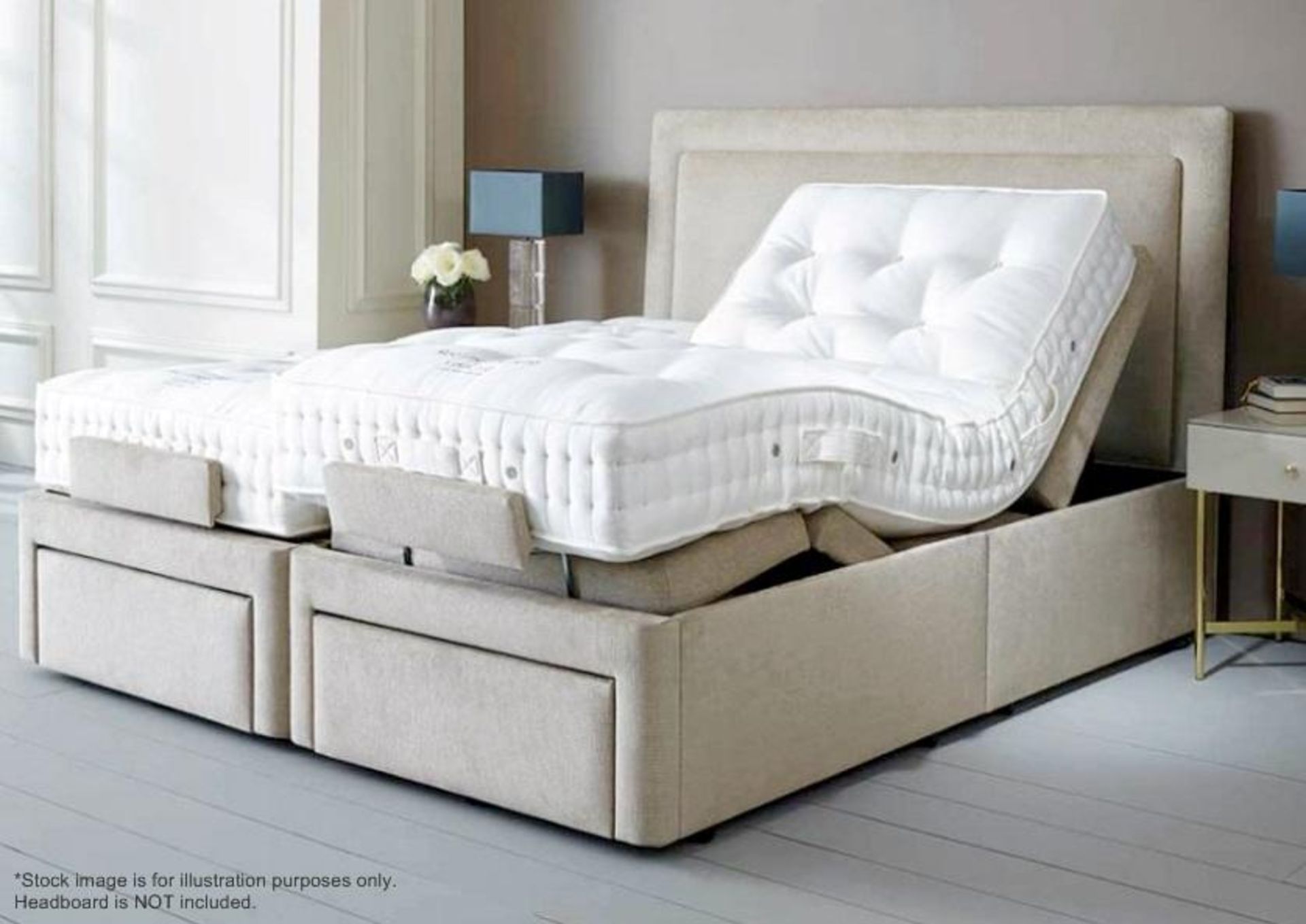 1 x VISPRING Superking Adjustable Bed Featuring 'Recliner Deluxe' Mattresses And 'Sapphire' Motori