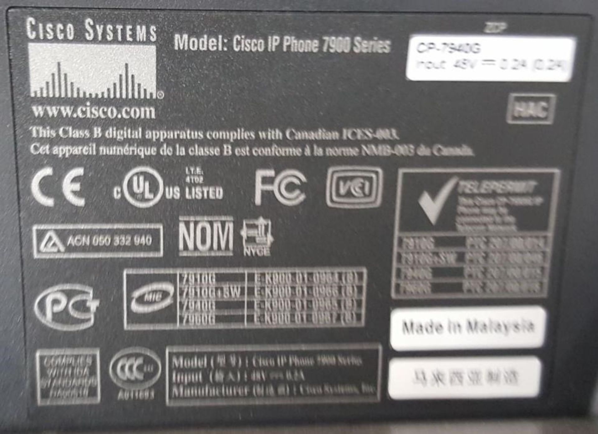 12 x Cisco 7940 IP System Office Telephone - Ref RB248 J2 - CL011 - Location: Altrincham WA14As - Bild 4 aus 4