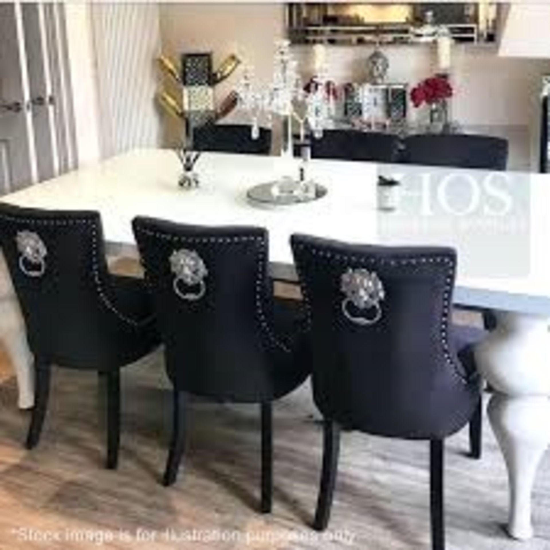 6 x HOUSE OF SPARKLES Luxury Vintage-style Button-Back LION Dining Chairs In A Light Grey Velvet - Image 9 of 9
