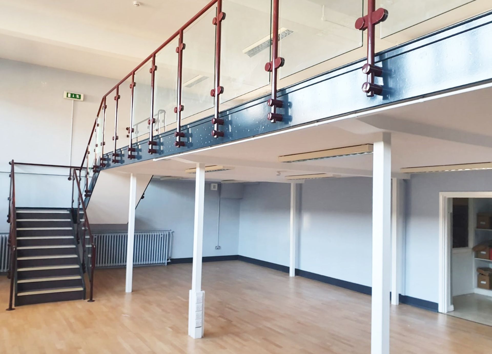 1 x Mezzanine Floor With Two Sets of Floating Stairs and Glazed Safety Panels With Hand Rails - From - Image 6 of 18