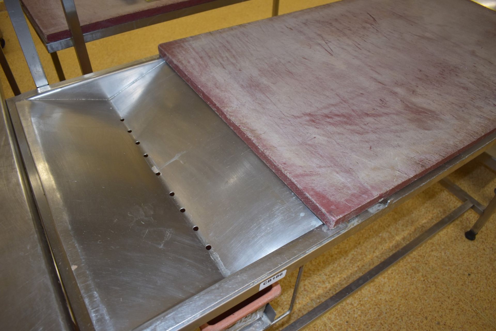 1 x Commercial Supermarket Butchers Prep Table - Stainless Steel Bench With Chopping Board, Drip - Image 2 of 6