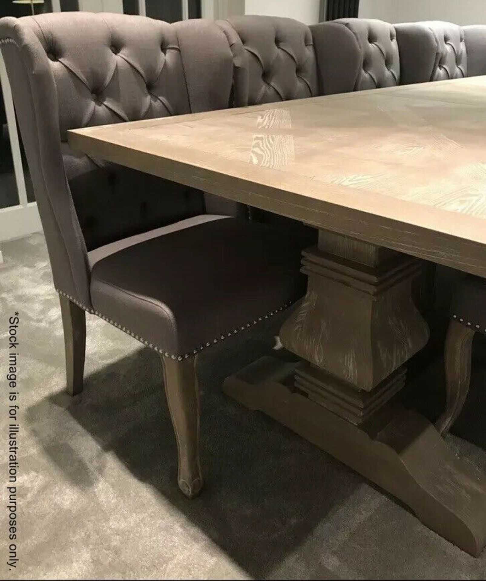 1 x HOUSE OF SPARKLES 'Sussex' Large Wooden Dining Table In A Limewash Oak Finish - Brand New Stock - Image 6 of 11