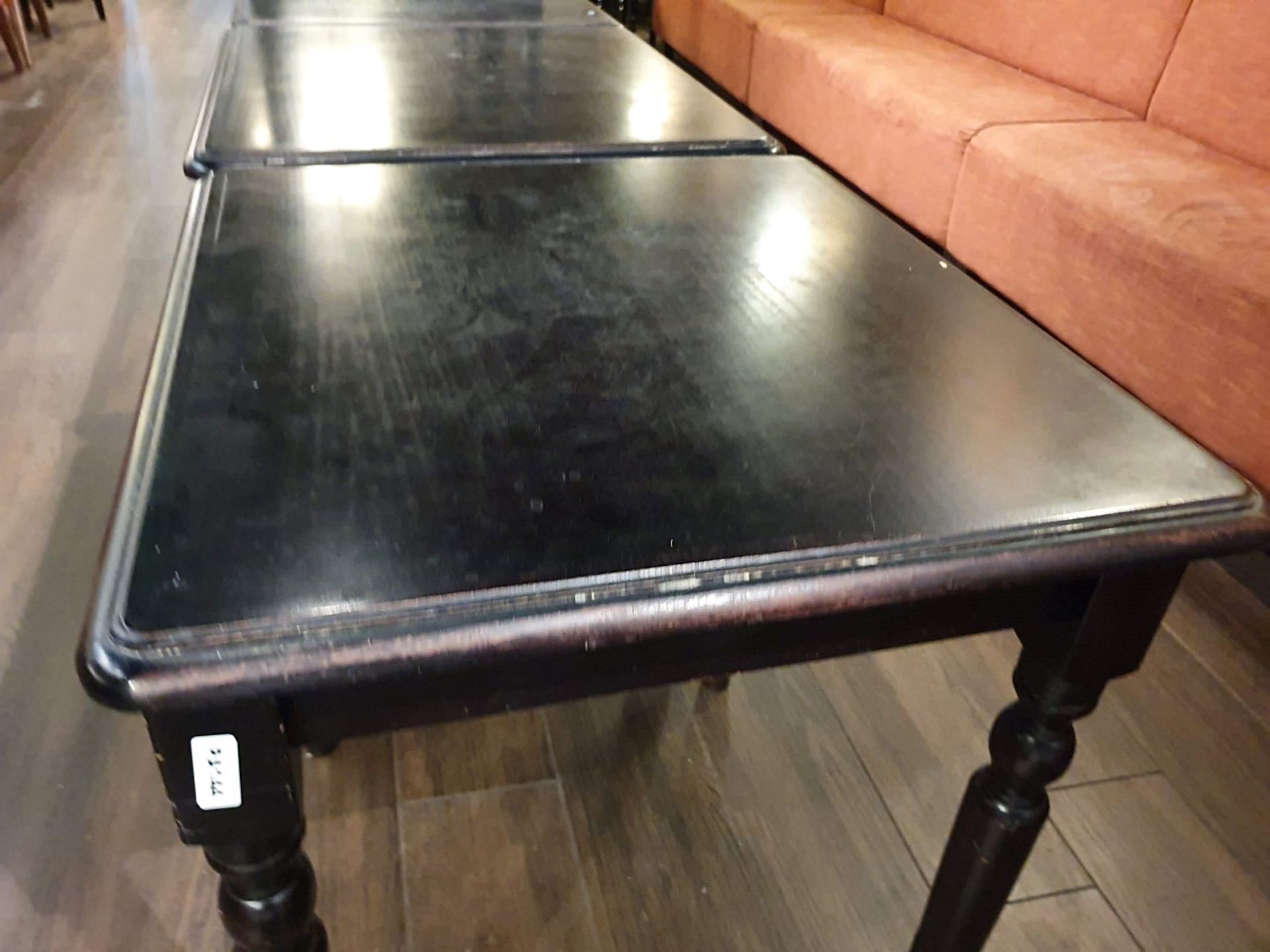 15 x Square Tables With Dark Stained Finish and Turned Legs - H74 x W70 x 65 cms - Ref PA144/216 - - Image 2 of 6