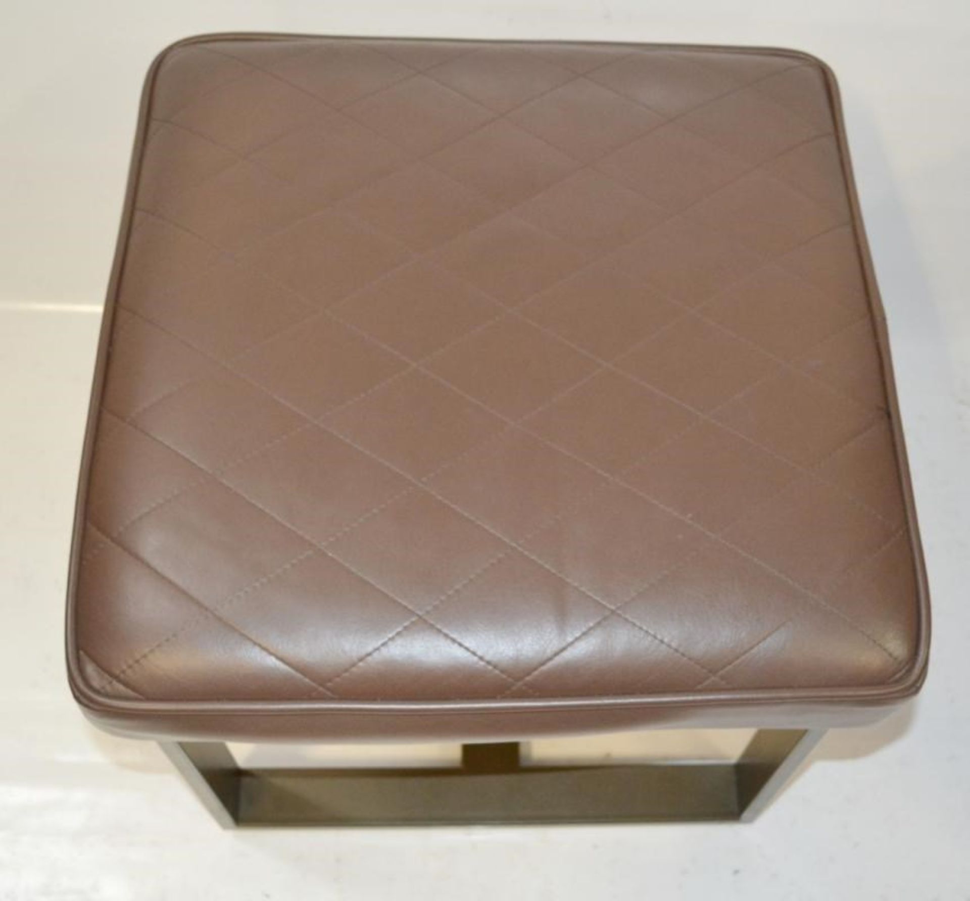2 x Contemporary Seat Stools With Brown Faux Leather Cushioned Seat Pads - Image 5 of 5